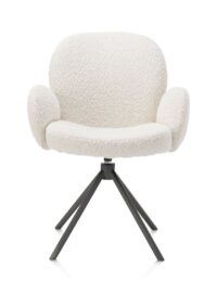 Jaxon, chaise a accoudoirs - pietement graphite - pivotante - tissu Brioni - ivoire