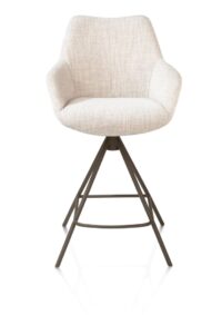 Mats, barstoel - metalen 4-pootjes - steelbrown - Luton - Creme