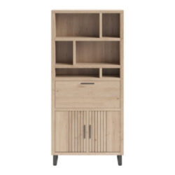 Pavie, armoire 100 cm - 2-portes + 1-porte rabattante + 6-niches (+ LED) - natural