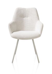 Odin, chaise &agrave; accoudoirs - pi&eacute;tement m&eacute;tal RAL 7044 - silk grey - tissu Vada ivoire