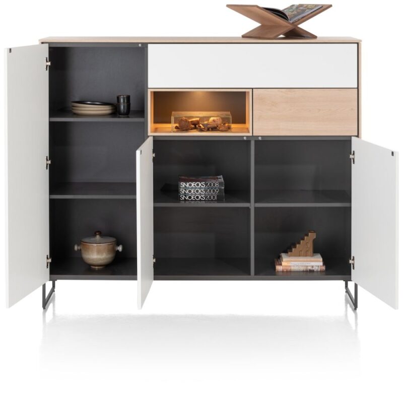 Lindfield, Dressette 160 Cm - 3-Deuren + 2-Laden + 1-Niche (+ Led) - Afbeelding 2