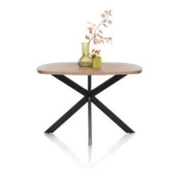 Pavarotti, eetkamertafel 130 x 110 cm - ovaal - centrale poot metaal