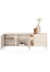 Trentino, Dressoir 210 cm. - 2-deuren + 3-laden + 2-niches - Creme - Afbeelding 2