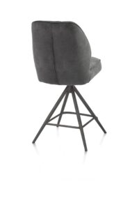 Bell, chaise de bar - pi&eacute;tement graphite - pivotante - confort ressorts - tissu calabria - Anthracite - Image 3