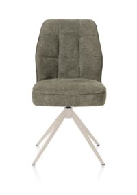 Bell, eetkamerstoel - creme frame - draaibaar - relax - pocket - combi Calabria/Vada - mosgroen