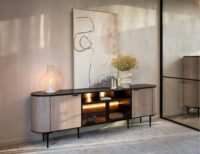 Aramon, dressoir 240 cm. - 2-deuren + 2-glasdeuren + 3-niches (+ LED) - Afbeelding 3
