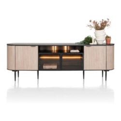 Aramon, buffet 240 cm. - 2-portes + 2-portes en verre + 3-niches (+ LED)