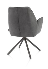 Bell, chaise à accoudoirs - piétement tubulaire graphite - pivotante - confort ressorts - tissu Calabria - Anthracite - Image 3