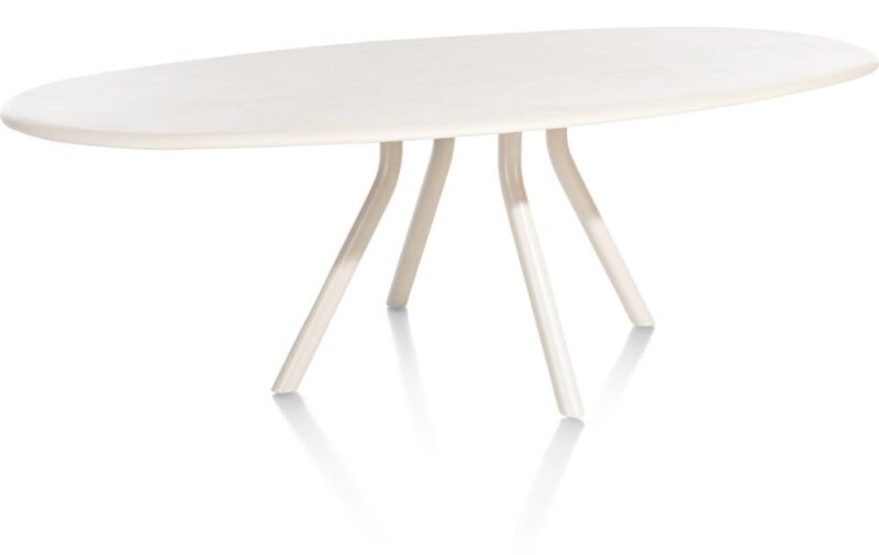 Lund, Table Ovale 240 X 120 Cm. - Stone-Skin - Pied Central Long - Nebbia - Image 3