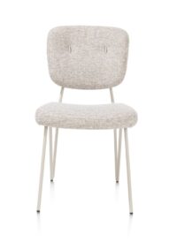 June, chaise + ressorts ensaches - piétement RAL 7044 - silk grey + tissu Luton