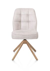 Bell, chaise - piétement aspect chêne - pivotante - relax - confort ressorts - tissu Calabria - Caillou