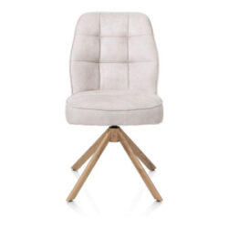 Bell, chaise - piétement aspect chêne - pivotante - relax - confort ressorts - tissu Calabria - Caillou