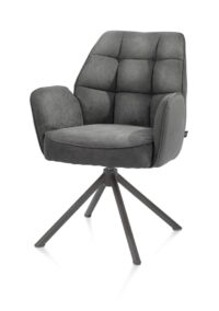 Bell, chaise à accoudoirs - piétement tubulaire graphite - pivotante - confort ressorts - tissu Calabria - Anthracite - Image 2