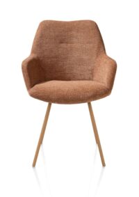 Odin, chaise &agrave; accoudoirs - pi&eacute;tement m&eacute;tal RAL 1011 - biscuit - tissu Vada cuivre