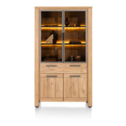 Delmonte, vitrine 110 cm - 2-portes en verre + 2-portes + 1-tiroir (+ LED)