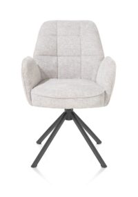 Bell, chaise à accoudoirs - piétement tubulaire graphite - pivotante - confort ressorts - combi Calabria/Vada - Caillou