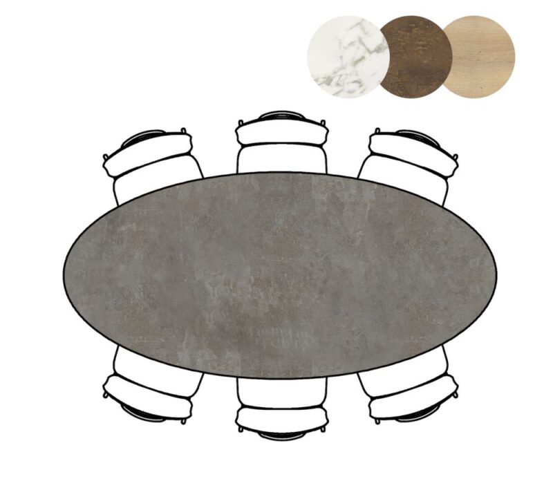 Masura, Eetkamertafel Ellips - 220 X 105 Cm - Antraciet - Afbeelding 2