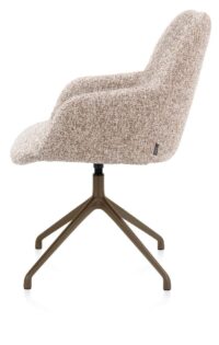 Mats, armstoel aluminium frame 4-poots - draaibaar steelbrown - stof Luton - Koper - Afbeelding 3