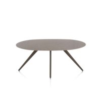 Saluti, eetkamertafel ellips 180 x 105 cm. - 4 poot - steelbrown - Lava