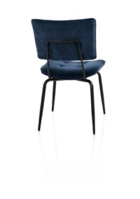 Manou, eetkamerstoel - off black - stof Karese - Donkerblauw - Afbeelding 3