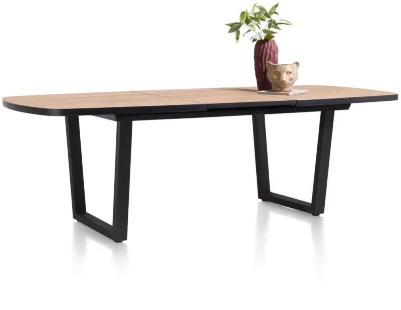 Avalox, Uitschuiftafel Ovaal 190 (+ 60) X 110 Cm - Kleur Oak Natural Vintage - V Poot - Afbeelding 2