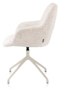 Mats, armstoel aluminium frame 4-poots - draaibaar creme - stof Luton - Creme - Afbeelding 3