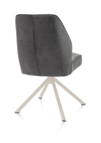 Bell, chaise - piétement tubulaire crème - pivotante - confort ressorts - tissu Calabria - Anthracite - Image 2