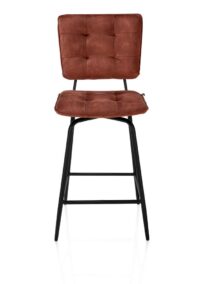 Manou, chaise de bar haut - off black - tissu Karese - cuivre