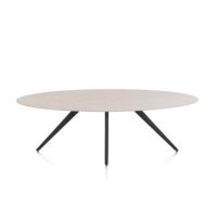 Saluti, eetkamertafel ellips 240 x 110 cm. - 4 poot - rough off black - Light sand