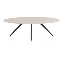 Saluti, table ellipse 240 x 110 cm. - 4 pieds - rough off black - Light sand