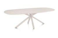 Caletta, eetkamertafel ovaal 240 x 105 cm. - HPL Primo Laminato blad - centrale kruispoot cr&egrave;me - Travertin - Afbeelding 2