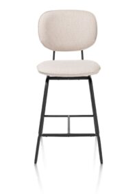Lexi, barstoel - zwart frame (ROB) - draaibaar - stof Ponti - Creme