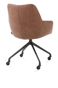 Mats, chaise &agrave; accoudoirs-pi&eacute;tement aluminium rough off black + roulettes Pala cognac + Luton cuivre - Image 2