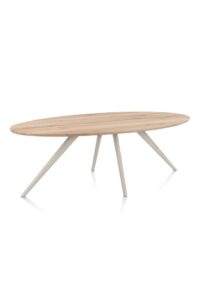 Arvada, eetkamertafel 220 x 110 cm, ellips, 4 poot - Creme - Afbeelding 2