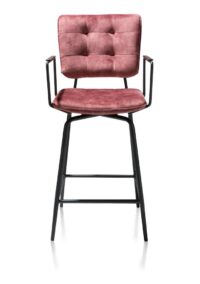 Manou, chaise de bar avec accoudoirs - off black - tissu Karese - Burgundy red