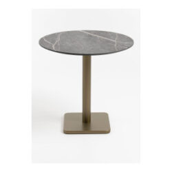 Brest table de bistrot marble light grey D80cm - Or