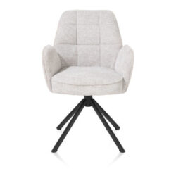Bell, chaise à accoudoirs - piétement tubulaire noir - pivotante - confort ressorts - combi Calabria/Vada - Caillou