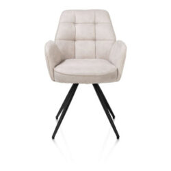 Bell, chaise à accoudoirs - piétement noir - confort ressorts - tissu Calabria - Caillou