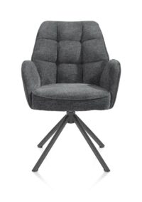 Bell, chaise à accoudoirs - piétement tubulaire graphite - pivotante - confort ressorts - combi Calabria/Vada - Anthracite