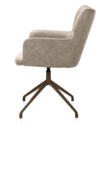 Sage, armstoel draaibaar - steelbrown - stof Oregon - beige - Afbeelding 3
