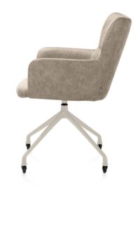 Sage, armstoel + wielen - alu frame in creme - stof Oregon - beige - Afbeelding 3