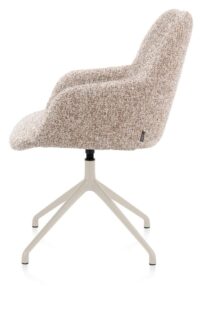 Mats, chaise &agrave; accoudoirs - pi&eacute;tement aluminium 4 pieds creme - pivotante - tissu Luton - Cuivre - Image 3