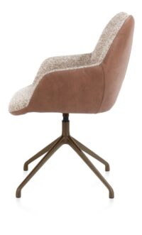 Mats, armstoel aluminium frame 4-poots - draaibaar steelbrown - Pala cognac + Luton koper - Afbeelding 3