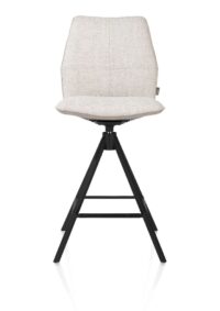 Franky, chaise de bar - pivotante - front Toba Caillou / dos Pala gris clair