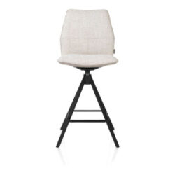 Franky, chaise de bar - pivotante - front Toba Caillou / dos Pala gris clair