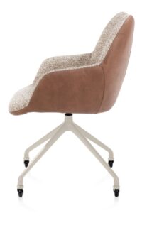 Mats, armstoel aluminium frame wielen creme - combi Pala cognac + Luton koper - Afbeelding 3