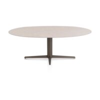 Saluti, eetkamertafel ellips 210 X 105 cm. - centrale teenpoot - steelbrown - Light sand