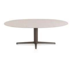 Saluti, table ellipse 210 X 105 cm. - pied central - steelbrown - Light sand