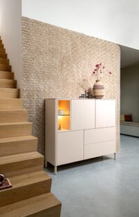 Trentino, Dressette 153 cm. - 3-deuren + 2-laden + 2-niches - Creme - Afbeelding 3