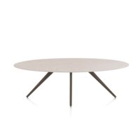 Saluti, eetkamertafel ellips 240 x 110 cm. - 4 poot - steelbrown - Light sand